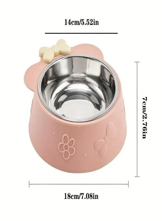 TGOPIT أوعية طعام مرتفعة للقطط من TGOPIT، قطعة واحدة، وعاء طعام للقطط من الفولاذ المقاوم للصدأ مائل بزاوية 15 درجة، وعاء طعام للقطط مانع للانسكاب ومضاد للتقيؤ، أوعية طعام قابلة للفصل للجراء والقطط الصغيرة والأرانب (وردي) - Image 2